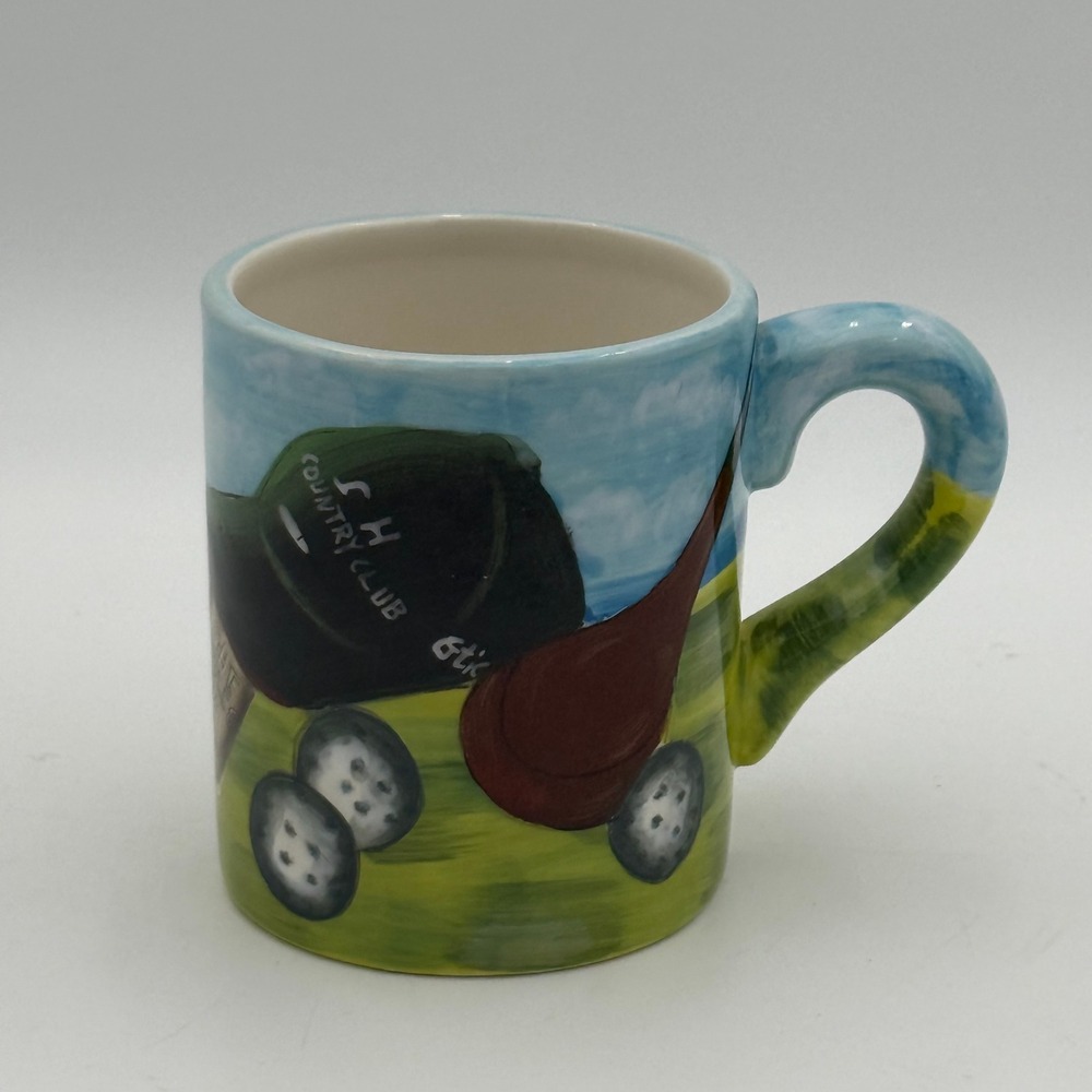 Lifestyle Home The Country Club Golf Mug by Consuella Ceramic Hand Painted Scene